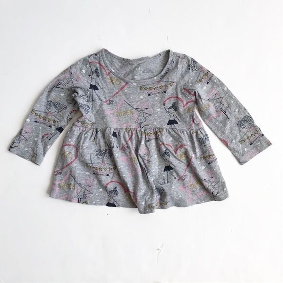 Babygap girl print peplum long sleeve top EUC 2T - Picture 1 of 2